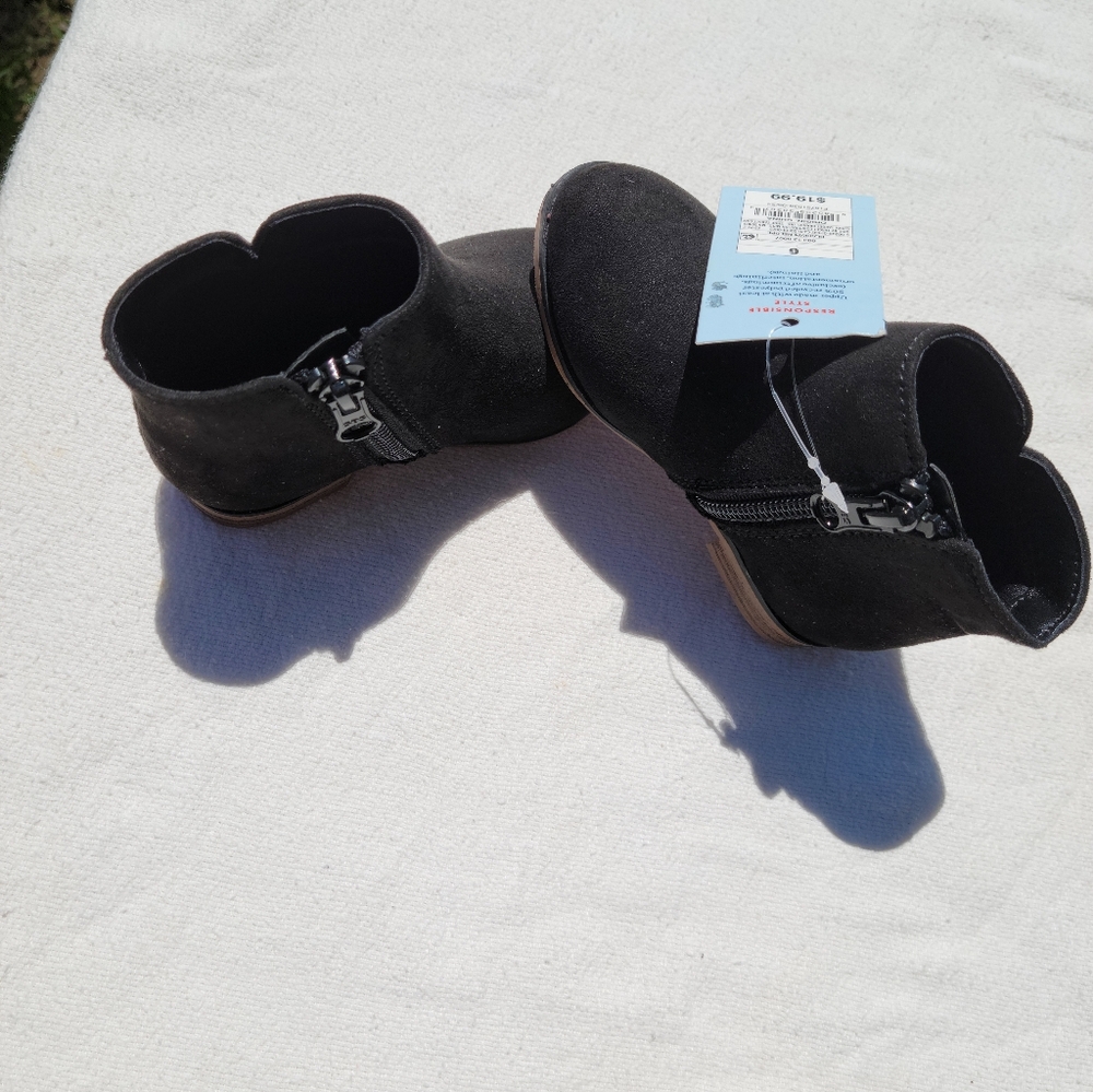 Black Suede Toddler Ankle Boots with Zipper